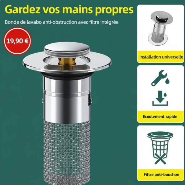 Bouchon lavabo avec panier filtrant