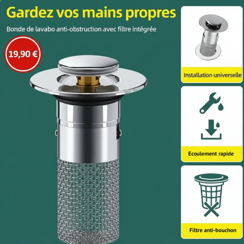 Bouchon lavabo avec panier filtrant